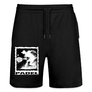 Padel - Stanley/Stella Trainer Unisex Organic Jogging Shorts - black - Front - Nik (191cm) & Marisol (170cm)