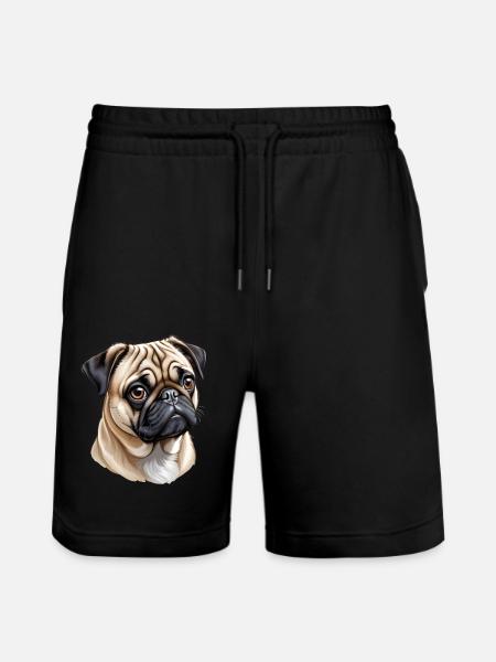 Pug Head - Stanley/Stella Trainer Unisex Organic Jogging Shorts - black