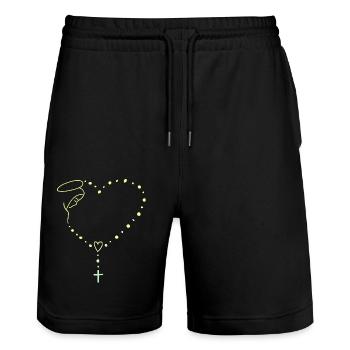 Vierge Marie Jésus Bible Religion chrétienne Madone - Short de jogging bio TRAINER Stanley/Stella unisexe - noir - Devant - Nik (191cm) & Marisol (170cm)