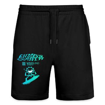Endless Summer - Stanley/Stella Trainer Unisex Organic Jogging Shorts - black - Front - Nik (191cm) & Marisol (170cm)