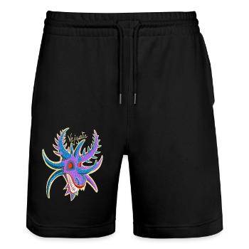 Vejigante Mask - Stanley/Stella Trainer Unisex Organic Jogging Shorts - black - Front - Nik (191cm) & Marisol (170cm)