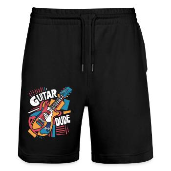 Guitar Dude - Musik für Gitarrenfans - Stanley/Stella Unisex Bio Joggingshorts Trainer  - Schwarz - Vorne - Nik (191cm) & Marisol (170cm)