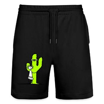 Cactus Hugging Girl Cacti Love Cute Prickly - Stanley/Stella Trainer Unisex Organic Jogging Shorts - black - Front - Nik (191cm) & Marisol (170cm)