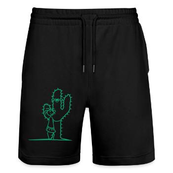 Cactus Hugging Girl Cacti Love Cute Prickly - Stanley/Stella Trainer Unisex Organic Jogging Shorts - black - Front - Nik (191cm) & Marisol (170cm)
