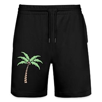 Palm Tree Island Tree Beach Holiday Coconut Sea Cool - Stanley/Stella Trainer Unisex Organic Jogging Shorts - black - Front - Nik (191cm) & Marisol (170cm)