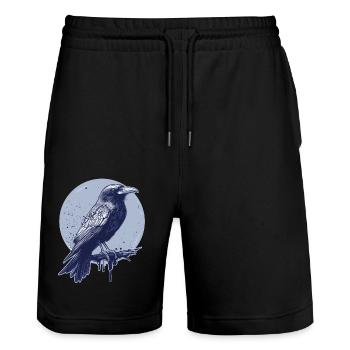 Raven Crow - Stanley/Stella Trainer Unisex Organic Jogging Shorts - black - Front - Nik (191cm) & Marisol (170cm)