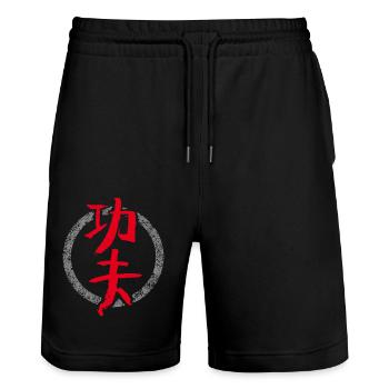 Kungfu - Stanley/Stella Unisex Bio Joggingshorts Trainer  - Schwarz - Vorne - Nik (191cm) & Marisol (170cm)
