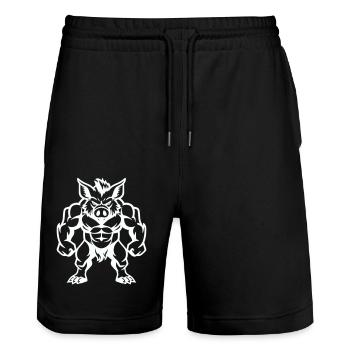 wildschwein comic - Stanley/Stella Unisex Bio Joggingshorts Trainer  - Schwarz - Vorne - Nik (191cm) & Marisol (170cm)