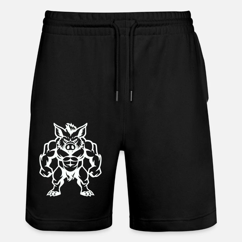 Wild Boar Comic - Stanley/Stella Trainer Unisex Organic Jogging Shorts - black