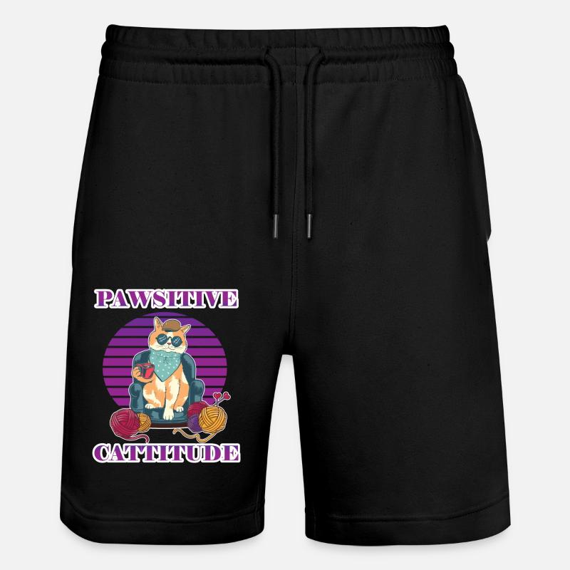 Pawsitive Cattitude - Stanley/Stella Trainer Unisex Organic Jogging Shorts - black