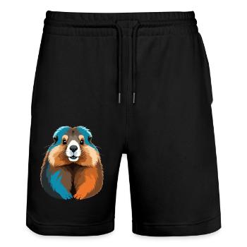 Art vectoriel de marmotte avec illustration aux couleurs vives - Short de jogging bio TRAINER Stanley/Stella unisexe - noir - Devant - Nik (191cm) & Marisol (170cm)