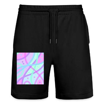 Pastell - Stanley/Stella Unisex Bio Joggingshorts Trainer  - Schwarz - Vorne - Nik (191cm) & Marisol (170cm)