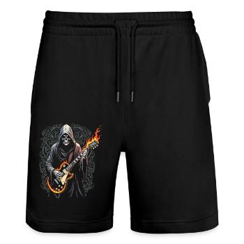 Grim Reaper with Guitar - Rock Style - Stanley/Stella Trainer Unisex Organic Jogging Shorts - black - Front - Nik (191cm) & Marisol (170cm)