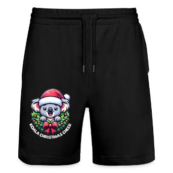 Koala de Noël - Short de jogging bio TRAINER Stanley/Stella unisexe - noir - Devant - Nik (191cm) & Marisol (170cm)