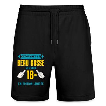 Humoristique 18 Ans Idée Cadeau Drôle Garçon - Short de jogging bio TRAINER Stanley/Stella unisexe - noir - Devant - Nik (191cm) & Marisol (170cm)