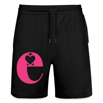 Buchstabe e Anfangsbuchstabe mit Herz - Stanley/Stella Unisex Bio Joggingshorts Trainer  - Schwarz - Vorne - Nik (191cm) & Marisol (170cm)