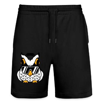 hibou écouteurs lunettes de soleil musique cool soirée d’écoute - Short de jogging bio TRAINER Stanley/Stella unisexe - noir - Devant - Nik (191cm) & Marisol (170cm)