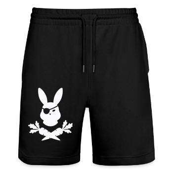 Rabbit Pirate - Stanley/Stella Trainer Unisex Organic Jogging Shorts - black - Front - Nik (191cm) & Marisol (170cm)