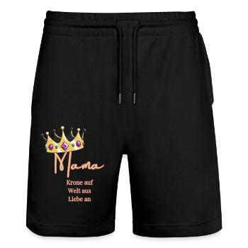 Pour moi, vous portez toujours la couronne - Maman, Reine ! - Short de jogging bio TRAINER Stanley/Stella unisexe - noir - Devant - Nik (191cm) & Marisol (170cm)