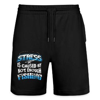 Stress is caused by not enough Fishing - Stanley/Stella Trainer Unisex Organic Jogging Shorts - black - Front - Nik (191cm) & Marisol (170cm)