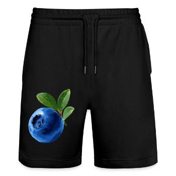 Blaubeere - Stanley/Stella Unisex Bio Joggingshorts Trainer  - Schwarz - Vorne - Nik (191cm) & Marisol (170cm)