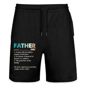 Papa Père Fête des Pères - Short de jogging bio TRAINER Stanley/Stella unisexe - noir - Devant - Nik (191cm) & Marisol (170cm)