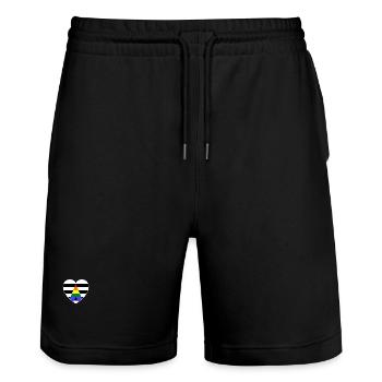 Drapeau LGBT Pride Straight Ally en forme de cœur - Short de jogging bio TRAINER Stanley/Stella unisexe - noir - Devant - Nik (191cm) & Marisol (170cm)
