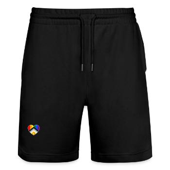Nouvelles couleurs du drapeau de la fierté en forme de cœur lgbtqia+ - Short de jogging bio TRAINER Stanley/Stella unisexe - noir - Devant - Nik (191cm) & Marisol (170cm)