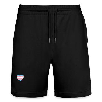 Trans Pride Flagge Herzform, Transgender - Stanley/Stella Unisex Bio Joggingshorts Trainer  - Schwarz - Vorne - Nik (191cm) & Marisol (170cm)
