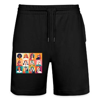 WMN PWR - Nous sommes une famille - Short de jogging bio TRAINER Stanley/Stella unisexe - noir - Devant - Nik (191cm) & Marisol (170cm)