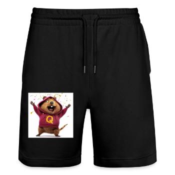Quilson der Quilmeme - Stanley/Stella Unisex Bio Joggingshorts Trainer  - Schwarz - Vorne - Nik (191cm) & Marisol (170cm)