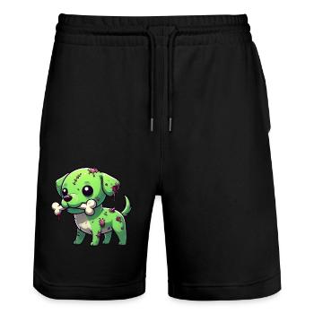 Mignon Halloween chien zombie beagle avec os - Short de jogging bio TRAINER Stanley/Stella unisexe - noir - Devant - Nik (191cm) & Marisol (170cm)