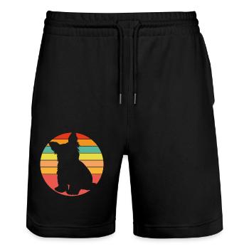 Yorkie Yorkshire Terrier Silhouette sur la roue chromatique - Short de jogging bio TRAINER Stanley/Stella unisexe - noir - Devant - Nik (191cm) & Marisol (170cm)