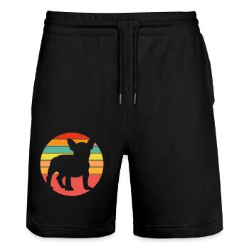 Frenchie Französische Bulldogge im Farbkreis - Stanley/Stella Unisex Bio Joggingshorts Trainer  - Schwarz - Vorne - Nik (191cm) & Marisol (170cm)