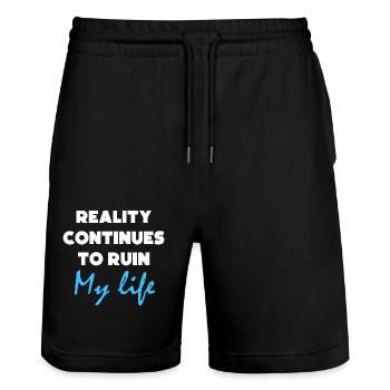Lustige Zitate Zitat Humor Geschenk Grafik - Stanley/Stella Unisex Bio Joggingshorts Trainer  - Schwarz - Vorne - Nik (191cm) & Marisol (170cm)
