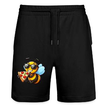 Sweet bee honey bee loves pizza pizza lovers - Stanley/Stella Trainer Unisex Organic Jogging Shorts - black - Front - Nik (191cm) & Marisol (170cm)