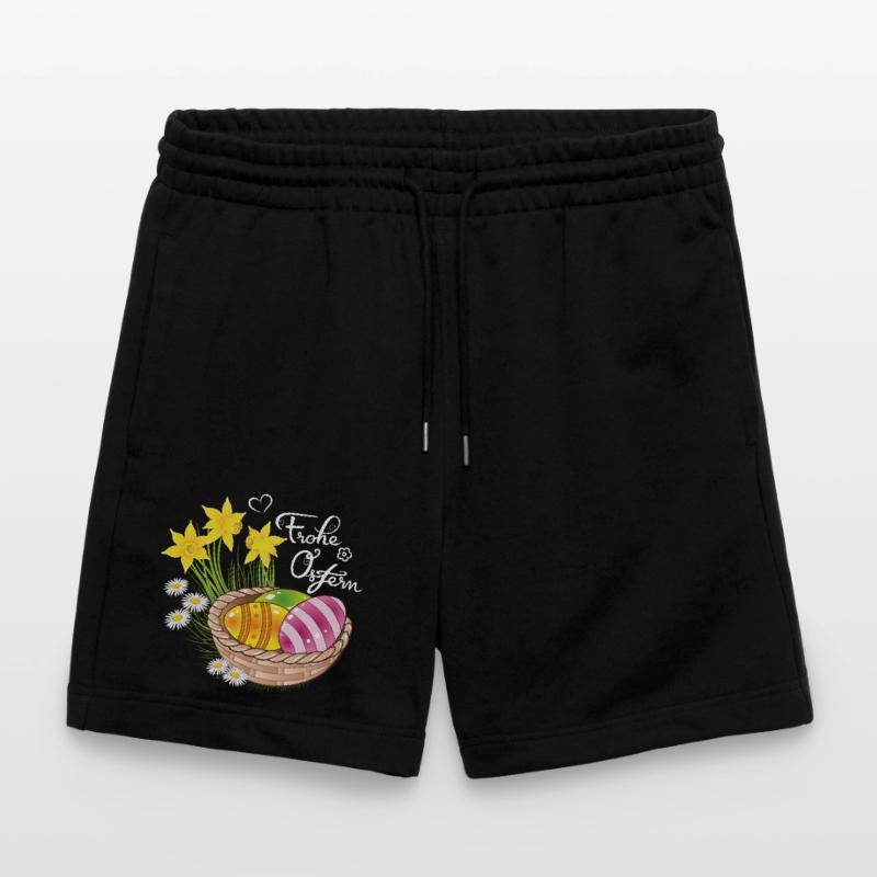Happy Easter Easter basket Easter eggs Easter flowers eggs Stanley/Stella Trainer Unisex Organic Jogging Shorts