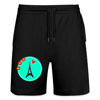 PARIS. CAPITALE. VILLE. FRANCE. PARISIEN. PARISIEN - Short de jogging bio TRAINER Stanley/Stella unisexe - noir - Devant - Nik (191cm) & Marisol (170cm)