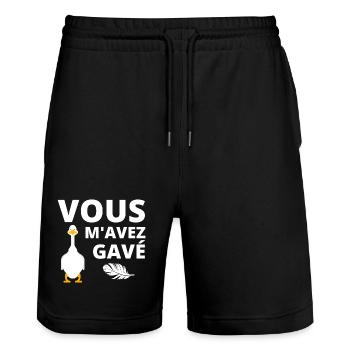 canard, foie gras, sud ouest - Short de jogging bio TRAINER Stanley/Stella unisexe - noir - Devant - Nik (191cm) & Marisol (170cm)