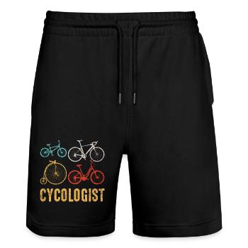 Cyclologist Bicycle Montage - Stanley/Stella Trainer Unisex Organic Jogging Shorts - black - Front - Nik (191cm) & Marisol (170cm)