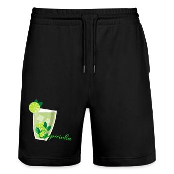 Verre de caipirinha avec menthe au citron vert - Short de jogging bio TRAINER Stanley/Stella unisexe - noir - Devant - Nik (191cm) & Marisol (170cm)