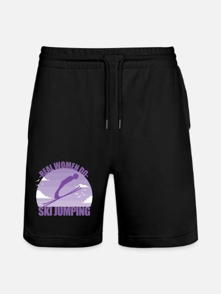 Skispringen Skispringerin Wintersport Geschenk - Stanley/Stella Unisex Bio Joggingshorts Trainer  - Schwarz
