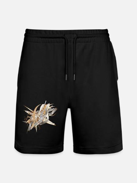 kunstnerisk filigran motiv lavet af bånd og fjer - Stanley/Stella Trainer økologiske unisex joggingshorts - sort