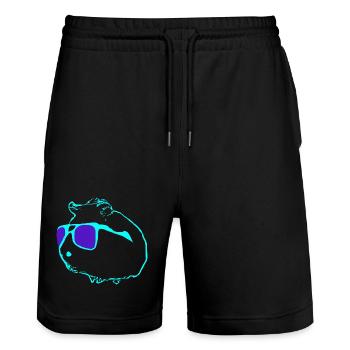 Cooles Meerschwein - Stanley/Stella Unisex Bio Joggingshorts Trainer  - Schwarz - Vorne - Nik (191cm) & Marisol (170cm)