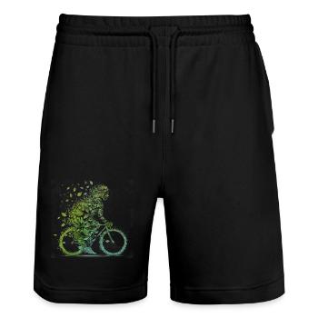 Fahrrad fahren Umweltschutz CO2 Abdruck Fitness - Stanley/Stella Unisex Bio Joggingshorts Trainer  - Schwarz - Vorne - Nik (191cm) & Marisol (170cm)