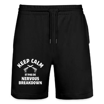 Les tontons flingueurs, cult film - Stanley/Stella Trainer Unisex Organic Jogging Shorts - black - Front - Nik (191cm) & Marisol (170cm)