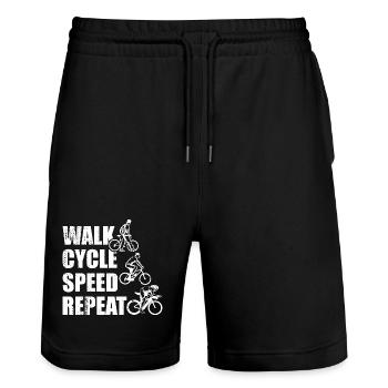 Zeitplan für Radfahrer - Stanley/Stella Unisex Bio Joggingshorts Trainer  - Schwarz - Vorne - Nik (191cm) & Marisol (170cm)