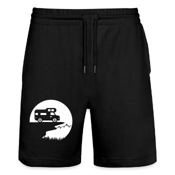 Vanlife Adventure: Stylish Camper Design - Stanley/Stella Trainer Unisex Organic Jogging Shorts - black - Front - Nik (191cm) & Marisol (170cm)