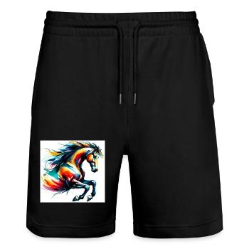 Cheval - Short de jogging bio TRAINER Stanley/Stella unisexe - noir - Devant - Nik (191cm) & Marisol (170cm)