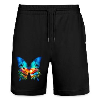 Papillon - Short de jogging bio TRAINER Stanley/Stella unisexe - noir - Devant - Nik (191cm) & Marisol (170cm)